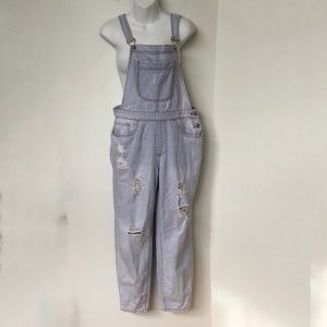 Forever 21 Overalls Denim Light Wash 100% Cotton Distressed